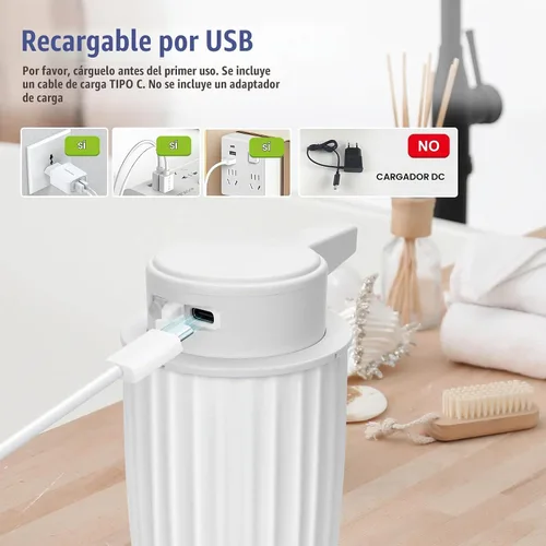 Vista 7 de Dispensador automático de jabón líquido sin contacto: plástico blanco de 9 onzas - Dispensador de jabón automático moderno ajustable de 3 niveles