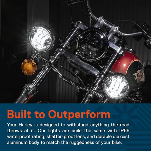 Vista 3 de TRUE MODS 2 piezas de 11.4 cm Osram LED Harley luz antiniebla de paso [acabado negro] luz antiniebla de paso para motocicleta Harley Davidson