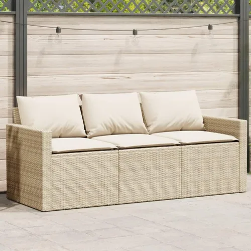 Vista 14 de Garden Sofa Brown PE Rattan 3-Seater Removable Covers Patio Sofa Poolside Seating for Garden Patio Brown-a
