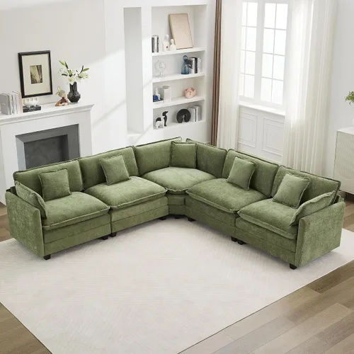 Vista 87 de Sofá modular en forma de nube de 113 pulgadas, sofás de asiento profundo de gran tamaño para sala de estar, sofá modular tapizado de chenilla