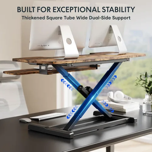 Vista 34 de FLEXISPOT Convertidor eléctrico de escritorio de pie de 32 pulgadas, elevador de escritorio motorizado para sentarse a pie, monitor de escritorio