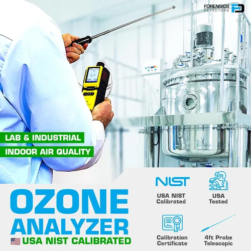 Vista 2 de Detector OZONE con sonda de bomba incorporada de FORENSICS Medidor de ozono Calibrado de EE. UU. Registro de datos de computadora