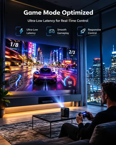Vista 9 de Proyector inteligente Google TV, Netflix con licencia, FHD nativo Negro