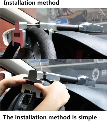 Vista 8 de Bloqueo de Volante Amorin con Alarma y Luz, Productos de Seguridad para Coche Dispositivo Antirrobo, Barra Antirrobo para Coche SUV de Alta