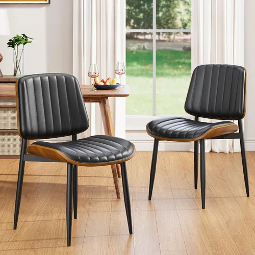 Vista 37 de YaFiti Juego de 2 sillas de comedor, sillas de comedor y cocina modernas de mediados de siglo, sillas tapizadas de piel sintética con diamantes