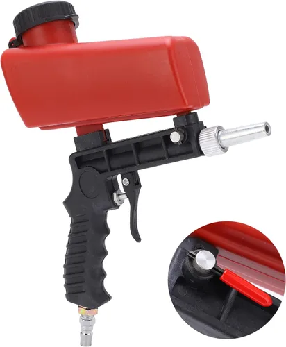 Vista 5 de Pistola de arena, kit de pistola de arena para compresor de aire, chorro de arena neumático de mano de acero al carbono, pequeño juego de pistola