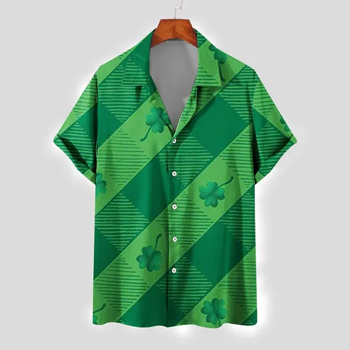 Vista 3 de Camiseta del día de San Patricio para hombre o mujer, sudadera irlandesa casual con cuello redondo, blusas de trébol, camiseta deportiva de verano