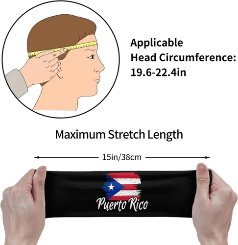 Vista 5 de Lindas y divertidas diademas de entrenamiento con bandera de Puerto Rico para mujeres y hombres, bandera, entrenamiento, deportes, yoga, correr