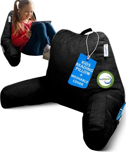 Vista 15 de ComfortSpa - Almohada de lectura para cama tamaño adulto, almohada de respaldo con brazos, bolsillos y funda lavable; Úsela como almohada de cama