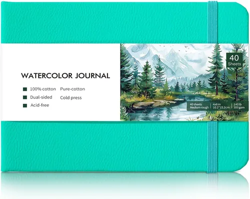 Vista 8 de 40 hojas de cuaderno de acuarela 4x6 pulgadas, papel de acuarela de 140 lb/300 GSM para bocetos de acuarela, papel de acuarela prensado en frío