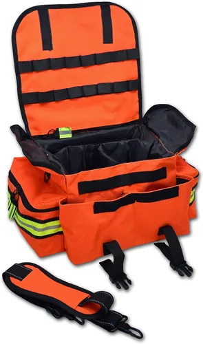 Vista 3 de Pequeño botiquín Lightning X de primeros auxilios EMS EMT, para traumatismos, Naranja fluorescente