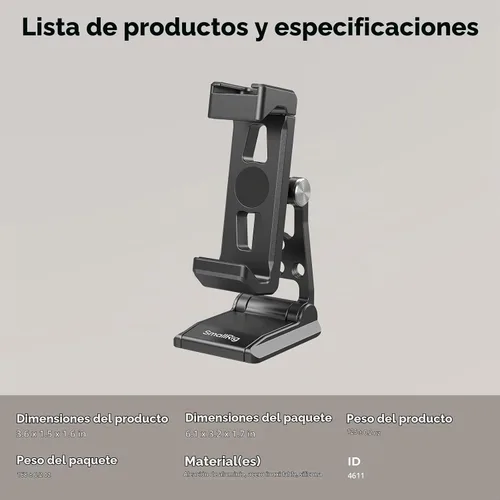 Vista 8 de SMALLRIG Soporte de trípode de metal para teléfono, soporte para teléfono celular con adaptador de liberación rápida para Arca-Swiss, soporte