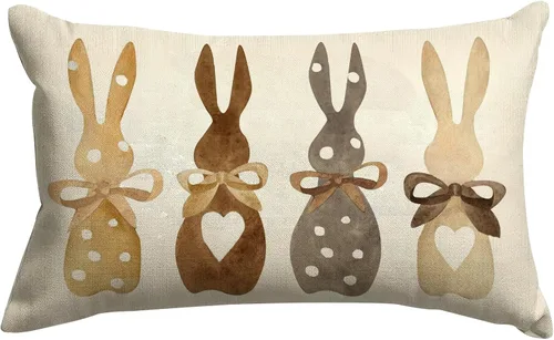 Vista 8 de GOOESING Fundas de almohada de Pascua de 12 x 20 pulgadas, funda de cojín de lino para sofá, decoración del hogar