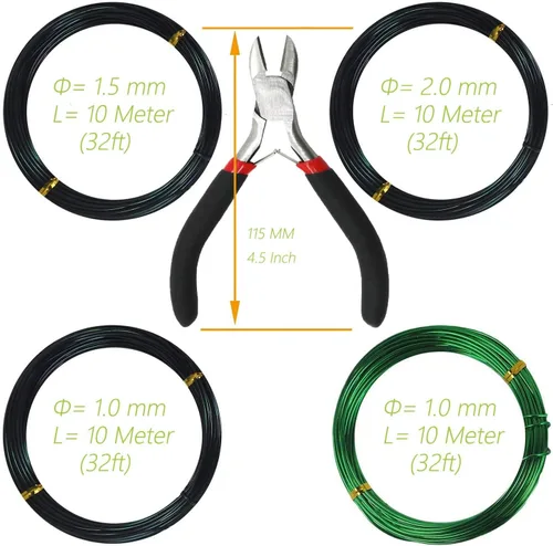 Vista 2 de Kebinfen® Kit de alambre de entrenamiento para bonsái para árbol bonsái, con cortador de alambre de bonsái, tamaño de los alambres de bonsái 0.039