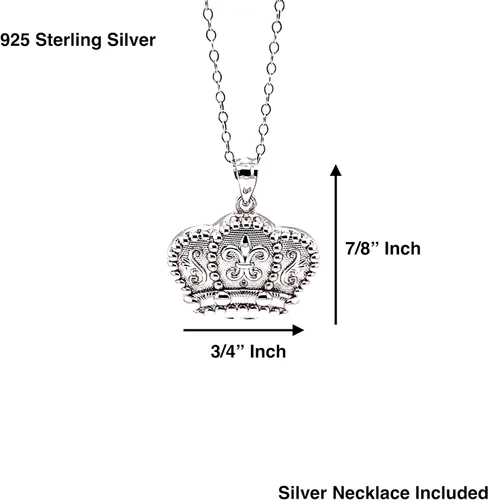 Vista 13 de Collar con colgante de corona de plata de ley 925, collar ajustable de plata de 16 a 18 pulgadas