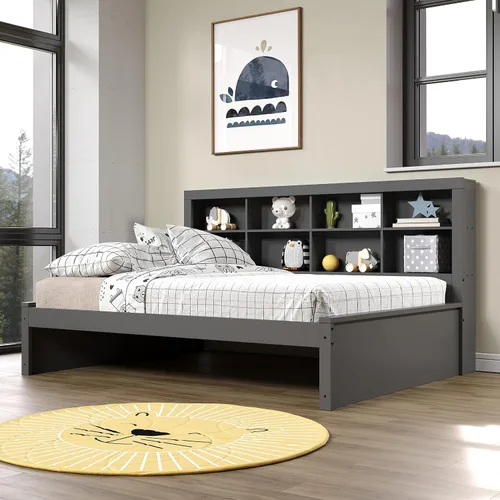 Vista 6 de Donco Kids Equable Modern - Estantería de sofá cama completa en acabado gris oscuro