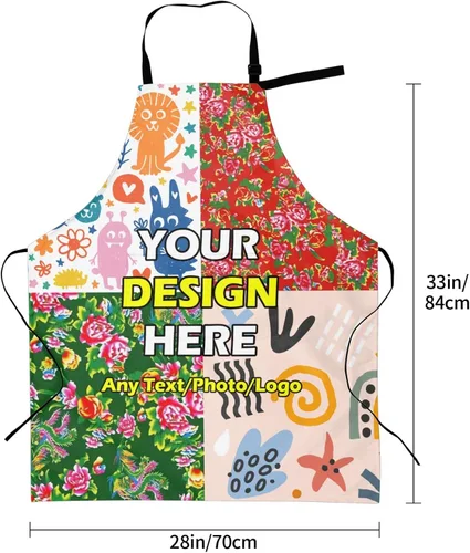 Vista 6 de Delantales impermeables personalizados para diseñar tu propia imagen, logotipo, texto, añadir fotos, delantal para cocinar hornear, 33 x 27.5