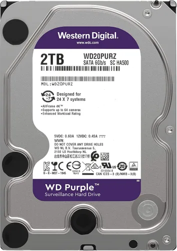 Vista 3 de Western Digital Disco Duro Interno de Vigilancia WD Purple de 2TB - SATA 6 Gb/s, Caché de 64 MB, 3.5" - WD20PURZ