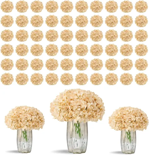 Vista 37 de Flores de hortensias artificiales rosa polvoriento, 10 cabezas de flores de seda de hortensia falsas para centros de mesa de boda, ramos de 10