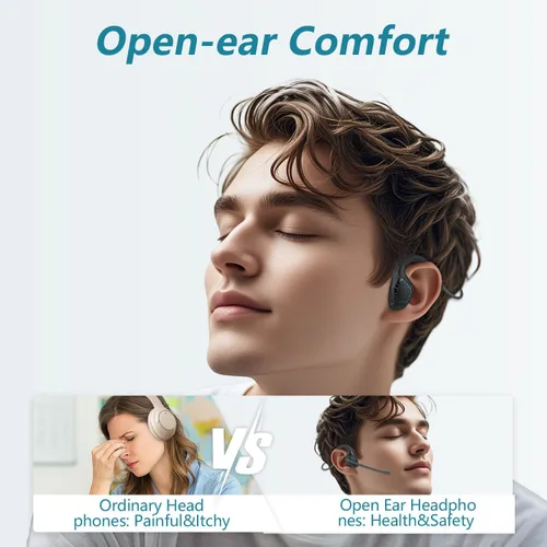 Vista 2 de BANIGIPA Auriculares Bluetooth con micrófono Boom, auriculares de oreja abierta con micrófono con cancelación de ruido, auriculares inalámbricos