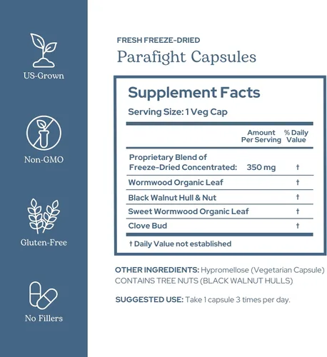 Vista 2 de Eclectic Herb - Cápsulas ParaFight Apoyo intestinal + desintoxicación Sin OMG, vegano, sin gluten (45 CT 350 mg)
