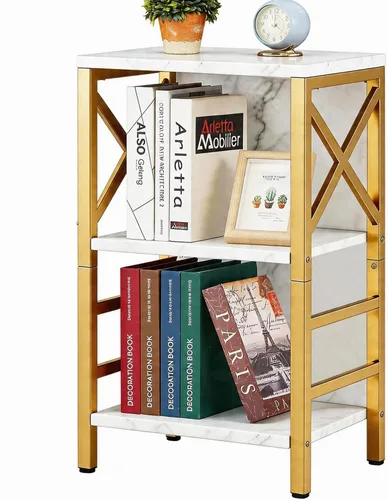 Vista 12 de MNEETRUNG Estantería Pequeña, Estantería Industrial de 3 Niveles con Marco de Metal y Tablero Trasero, Estantería Baja en Negro, Estantería