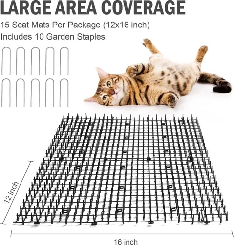 Vista 5 de POMEAT 15 alfombrillas para gatos con púas de 16 x 12 pulgadas, alfombrillas disuasorias para gatos al aire libre para gatos y perros, picos de gato