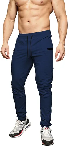 Vista 2 de MAIKANONG Pantalones deportivos ajustados para hombre, pantalones de entrenamiento para gimnasio, correr, atletismo, casual
