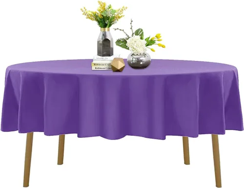 Vista 129 de Mantel de poliéster lavable de 132 pulgadas, resistente a las manchas y a las arrugas, mantel decorativo para mesa de comedor, fiestas de bufé