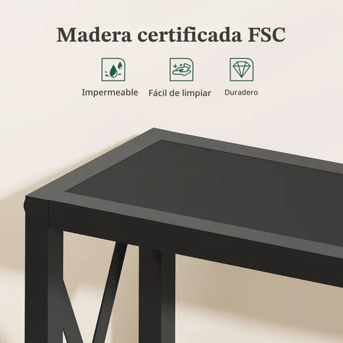 Vista 5 de Gewudraw - Mesa de sofá estrecha de 55.1", mesa consola con tomas de corriente y puertos USB, mesa de entrada, mesa de sofá industrial para pasillo