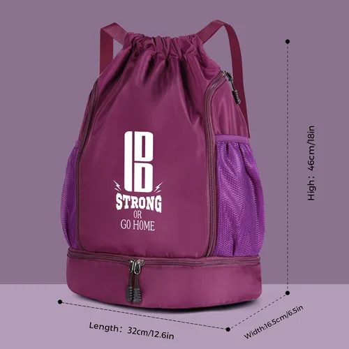 Vista 6 de brooman Bolsas de fútbol juveniles para niños y niñas, mochila para fútbol, baloncesto, voleibol y fútbol con compartimento para pelotas Púrpura