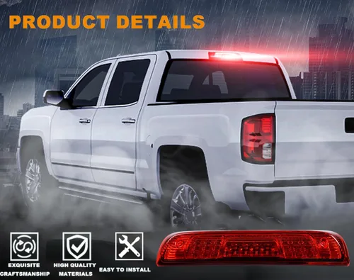 Vista 2 de PIT66 3ª Luz de Freno LED, Compatible con Chevy Silverado 2014-2018/Compatible con GMC Sierra 1500 2500HD 3500HD 2014-2018 Luz de Parada Trasera
