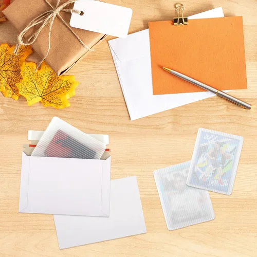 Vista 5 de Klmnop Paquete de 100 protectores de envío de tarjetas intercambiables, protectores rígidos de tarjetas de 3.5 x 4.5 pulgadas y 50 sobres