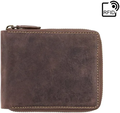 Vista 2 de VISCONTI Billetera para hombre, M, Marrón aceite., Cartera RFID con cremallera