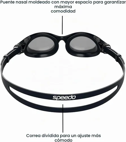 Vista 4 de Speedo Gafas de natación unisex para adultos Hydrosity 2.0 Negro/Gris Óxido/Humo