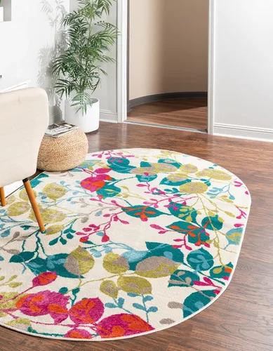 Vista 14 de Unique Loom Azalea Collection - Alfombra de área Indica (2 pies x 3 pies 1 pulgada, rectangular, marfil y gris)