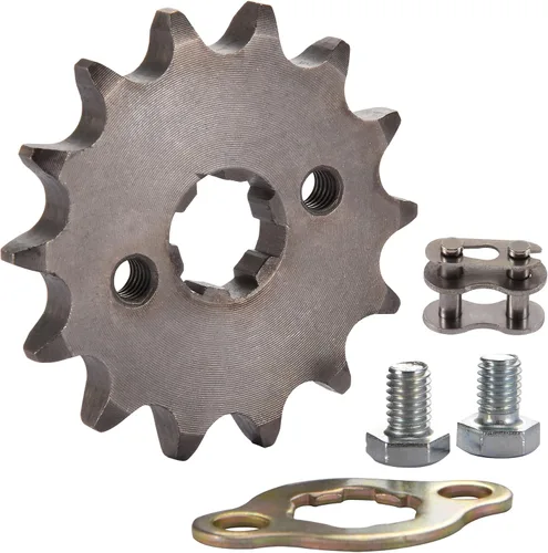 Vista 19 de WOOSTAR Piñón delantero para motocicleta 428-10T 17mm para 50cc 70cc 90cc 110cc 125cc Dirt Pit Bike Mini Bike ATV 4 ruedas