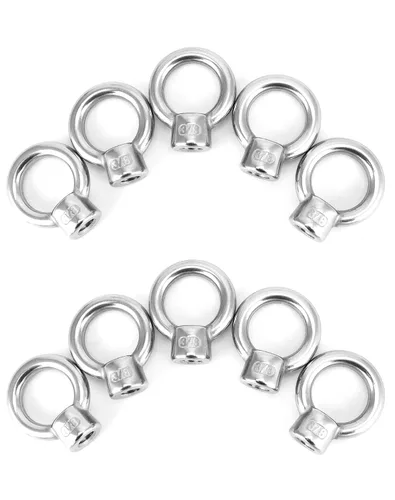 Vista 9 de QWORK Anillo de elevación, 10 unidades, 1/4" UNC, acero inoxidable de grado marino 316 Paquete de 10