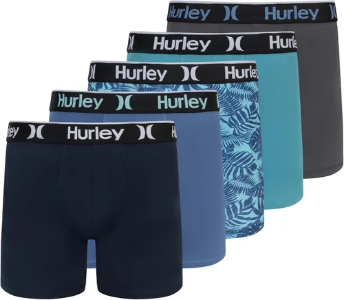 Vista 34 de Hurley calzoncillos tipo bóxer elásticos para hombre, paquete de 5 Combo de helecho de carbón