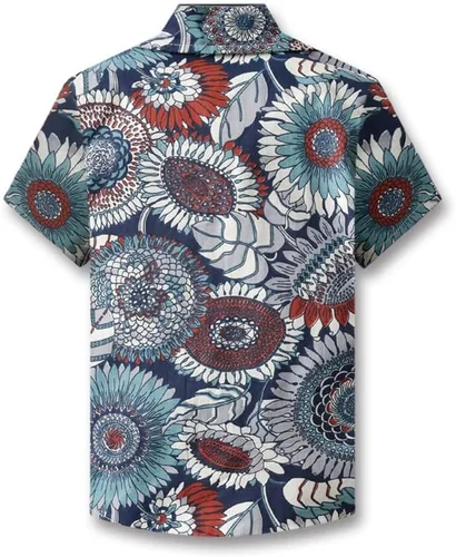 Vista 2 de Camisas hawaianas con botones para niños y hombres, casual, manga corta, camisa Aloha floral, 2 años - Hombres 2XL