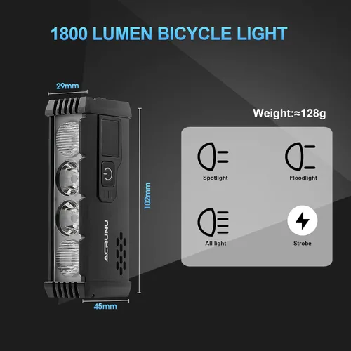 Vista 2 de Luz LED súper brillante para bicicleta, faro de bicicleta recargable USB, faro de bicicleta impermeable, faro de bicicleta impermeable con pantalla
