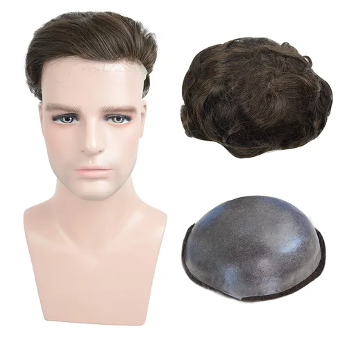Vista 14 de Amiable toupee para hombres 0.001 in ultra suave piel fina para hombre, pieza de cabello humano real para hombres, sistema de reemplazo de cabello