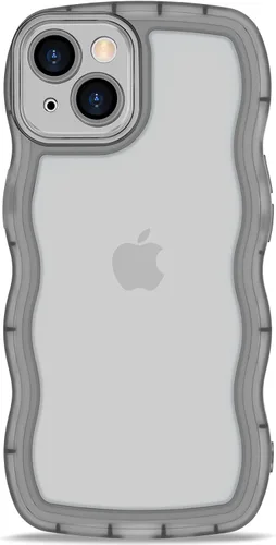 Vista 17 de Anuck Funda para iPhone 13 Pro con borde ondulado, diseño trasero transparente, agarre antideslizante, forma de marco rizado ondulado, a prueba