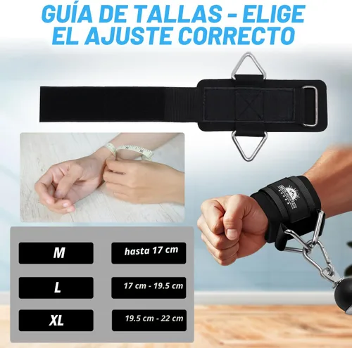 Vista 2 de Puños ajustables para muñeca de neopreno con correas acolchadas para equipos de entrenamiento de fuerza con máquinas de cable