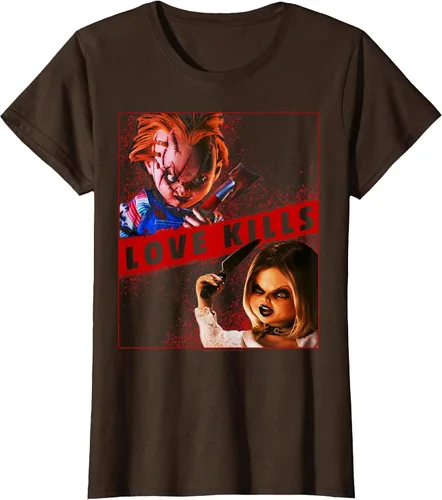 Vista 31 de Child's Play Chucky and Tiffany Love Kills T-Shirt Asphalt Grey