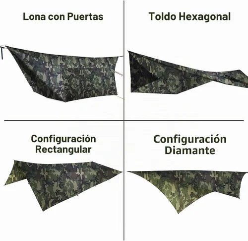 Vista 7 de onewind Lona de hamaca de campamento de camuflaje de 12 x 10 pies, hamaca
