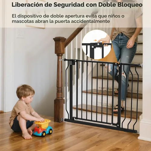 Vista 2 de Puerta para bebés de 29 a 43 pulgadas para escaleras, esenciales para la seguridad del bebé, puerta de cierre automático para puertas, puerta