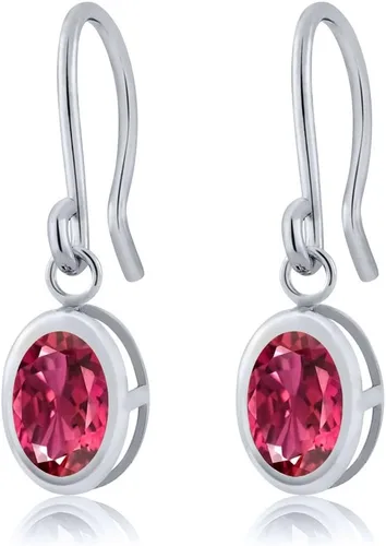 Vista 166 de Gem Stone King Aretes colgantes de plata de ley 925 de 0.276 x 0.197 in con piedra natal ovalada de alambre francés para mujer