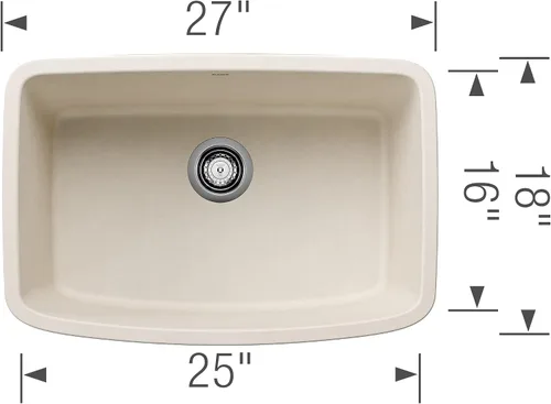 Vista 2 de BLANCO 443090 Valea Fregadero de Cocina Bajo Montaje 27" L x 18" W - Blanco Suave