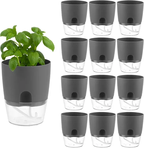 Vista 10 de Macetas de riego automático para plantas de interior, macetas para exteriores, paquete de 3 macetas de riego automático de 6 pulgadas, macetas